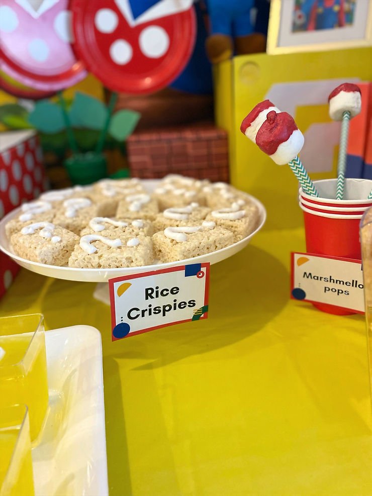 Question mark rice crispies treat for Mario themed party 