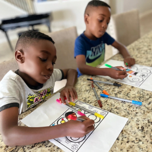 Boys doing activities indoor