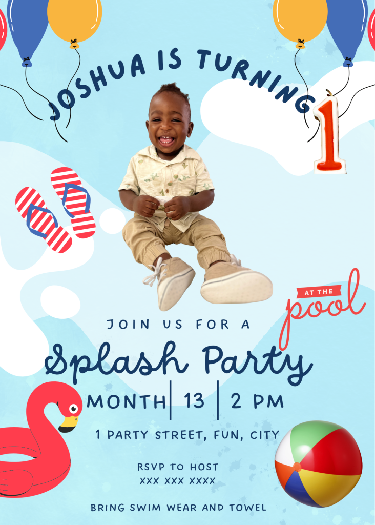 Pool Party birthday invite 
